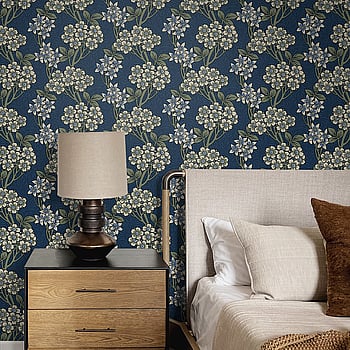 Galerie Wallcoverings Product Code ET12012 - Arts and Crafts Wallpaper Collection - Dark Blue Green White Colours -  