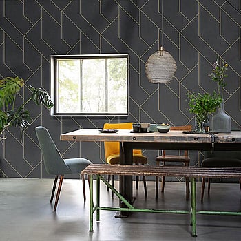 Galerie Wallcoverings Product Code EX31000 - Exposed Wallpaper Collection - Black Gold Colours -  