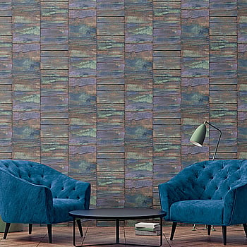 Galerie Wallcoverings Product Code G45342 - Grunge Wallpaper Collection - Blue Brown Green Black Colours -  