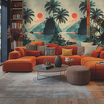 Galerie Wallcoverings Product Code HZ62093M - Horizon Wallpaper Collection - Green Orange Colours -  